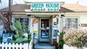 The Green Smoke House on Abbot Kinney Boulevard in Venice, California, carries cannabis products. “The fact that cannabis got deemed essential in March, and stores could remain open, and the supply chain can continue to process cannabis was a watershed moment for the marijuana rights movement,” says David Downs, the California bureau chief for Leafly.