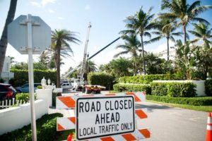 Seagate Road on North Ocean Boulevard was partially closed to traffic in this October photo as Wilco Electrical workers removed power poles as part of the burial of overhead lines in the city.